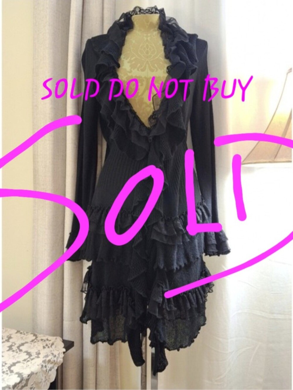 Monroe & Main Y2K Vtg Sex In The City Vibes Long Black Knit Cardigan Whimsigoth